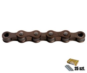 Łańcuch 1rz. KMC S1 Szeroki Brown 112og. 25 sztuk Folia