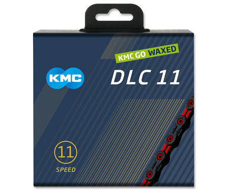 Łańcuch 11rz. KMC DLC 11 Black Red 118og. Box Waxed