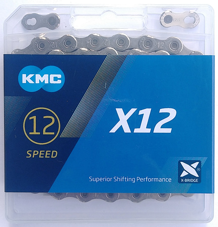 Łańcuch 12rz. KMC X12 Silver 126og. Box