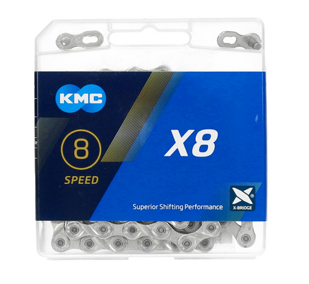 Łańcuch 8rz. KMC X8 Siver 114og. Box