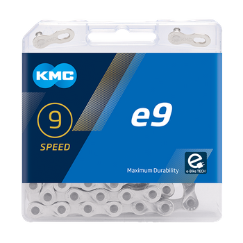 Łańcuch 9rz. KMC eBike e9 Silver 122og. Box